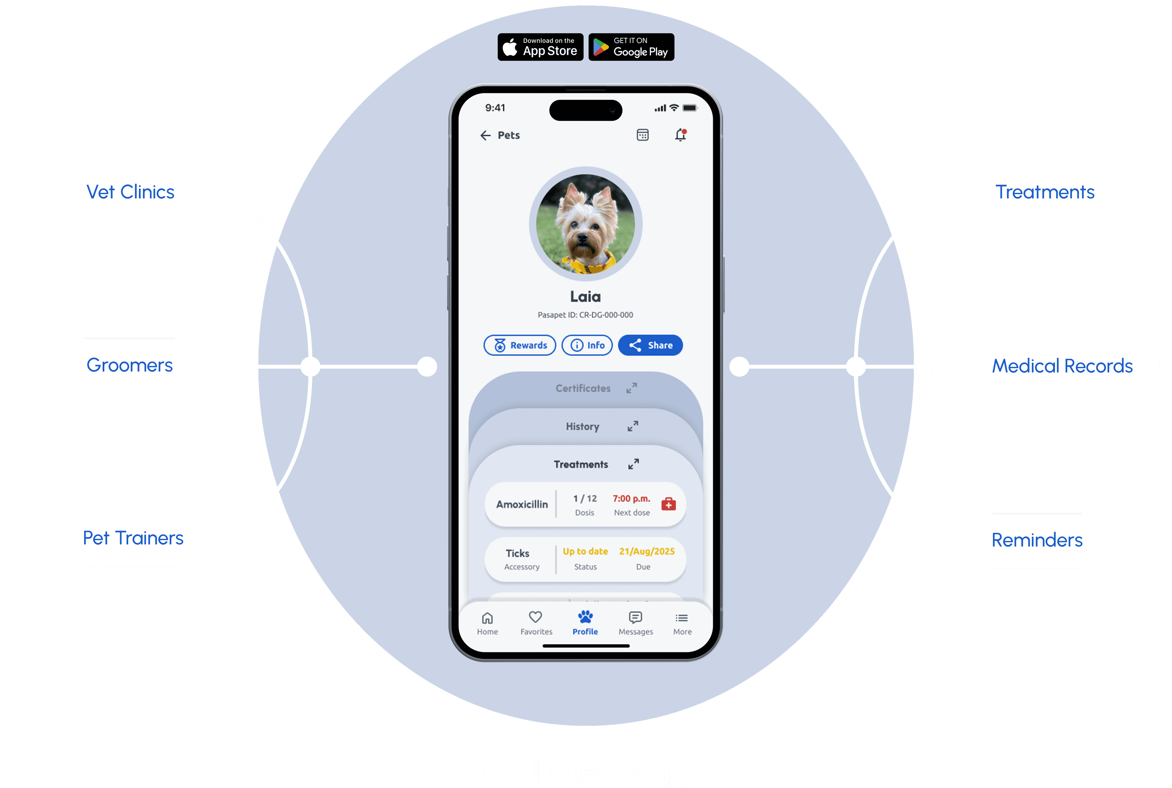 PASAPET mobile app showing features and app store download options